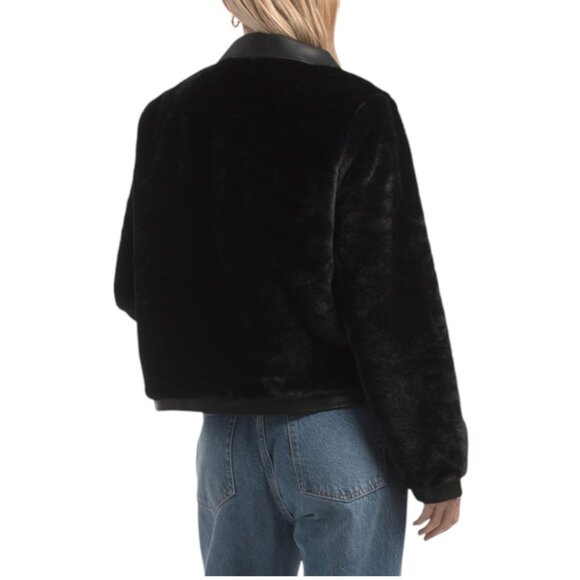 REBECCA MINKOFF Cropped Faux Fur Collared Coat - Picture 2 of 4